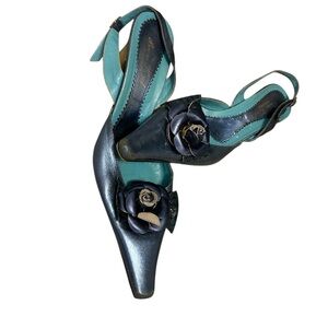 Bruno Karol size 42 (11.5) vintage flower and gold dipped heels good vintage con